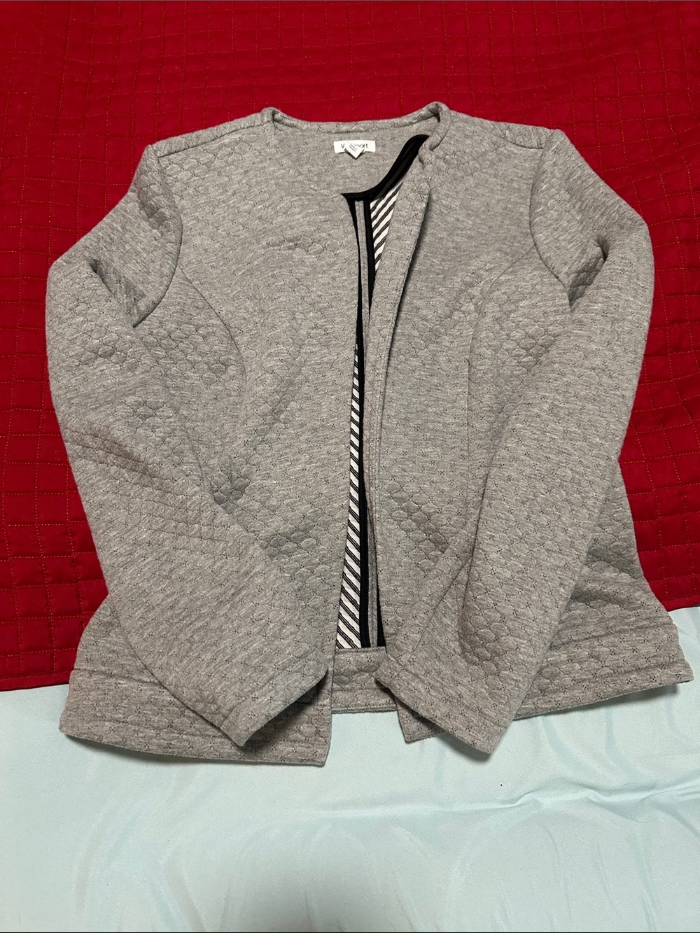 Westport Heather Gray Quilted Open-Front Jacket